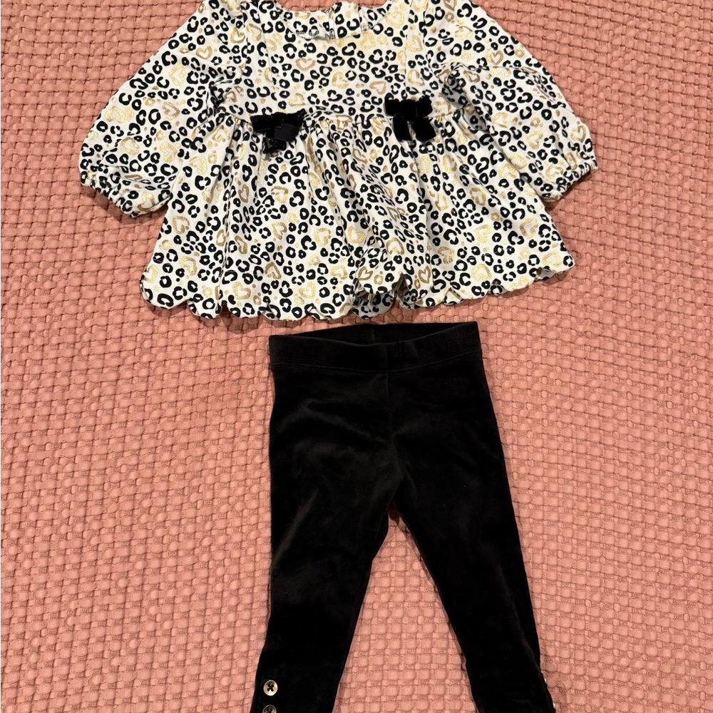 Rachel Zoe Leopard Print Baby Outfit with Black Leggings